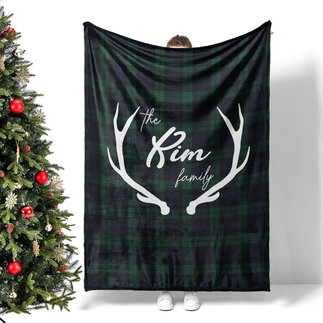 Personalized Christmas Blanket: Winter Plaid Family Name Gift