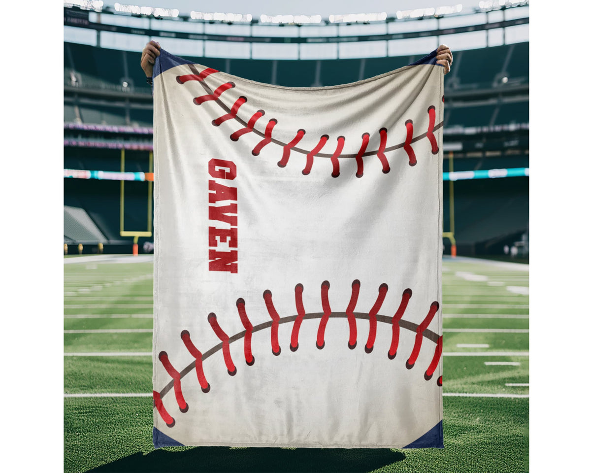 Personalized Sports Plush Minky Blanket: Baby Name Blanket