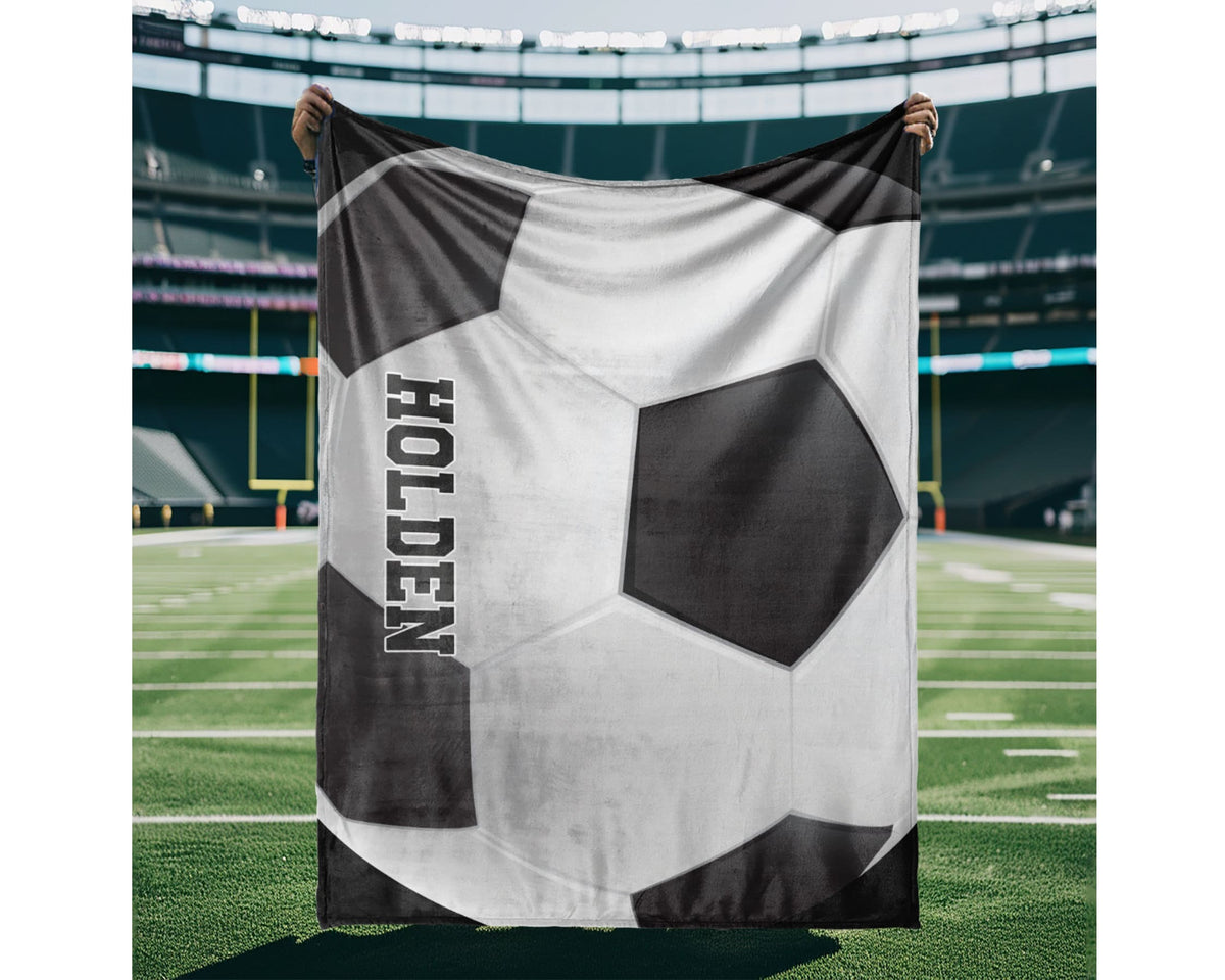 Personalized Sports Plush Minky Blanket: Baby Name Blanket
