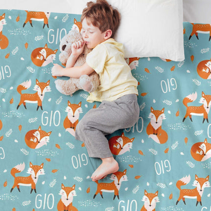Fox Pattern Personalized Blanket: Minky or Sherpa Baby Blanket