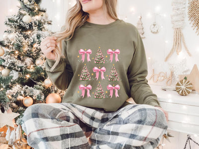 Christmas Sweatshirt , Coquette Bow Christmas Shirt - CustomCooper