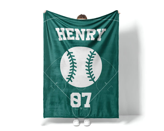 Personalized Sports Blanket: Custom Name, Watercolor Design
