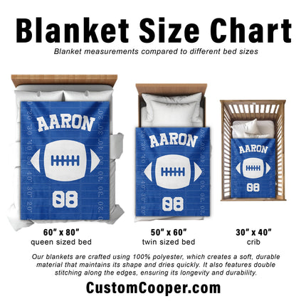 Personalized Sports Blanket: Custom Name, Plush Fleece or Sherpa