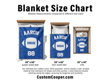 Personalized Sports Blanket: Custom Name, Plush Fleece or Sherpa