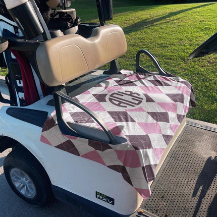 Monogrammed Golf Cart Seat Cover: Fabric, Handmade USA