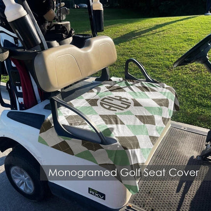 Monogrammed Golf Cart Seat Cover: Fabric, Handmade USA