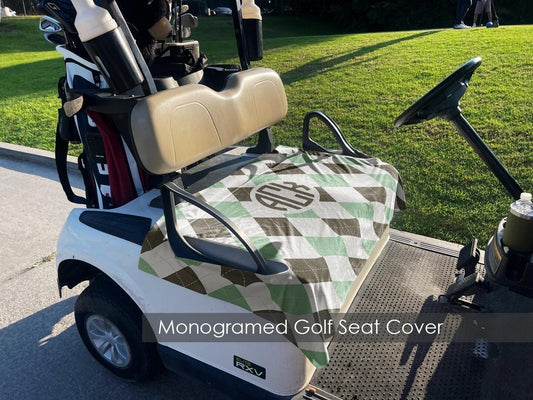 Monogrammed Golf Cart Seat Cover: Fabric, Handmade USA
