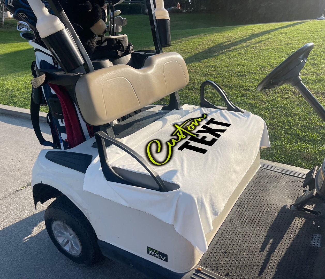 Custom Photo with Monogram Design Premium Cloth Golf Cart Seat Cover