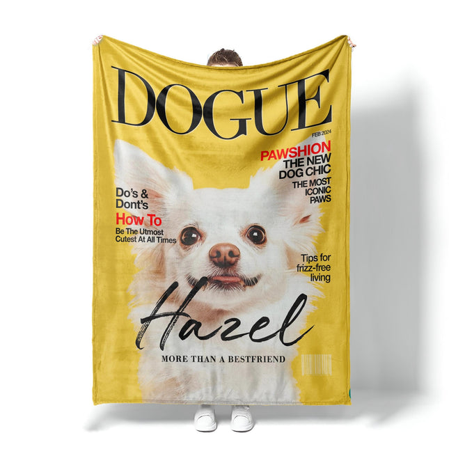 Custom Pet Portrait Blanket, Magazine Cover Design