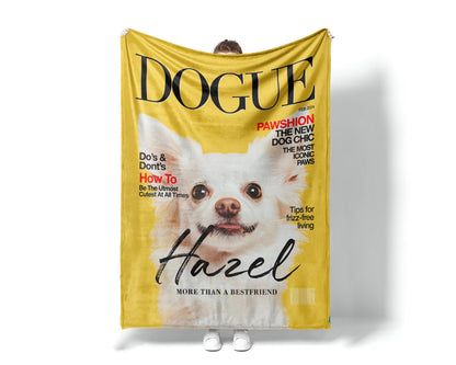 Custom Pet Portrait Blanket: Magazine Cover Style