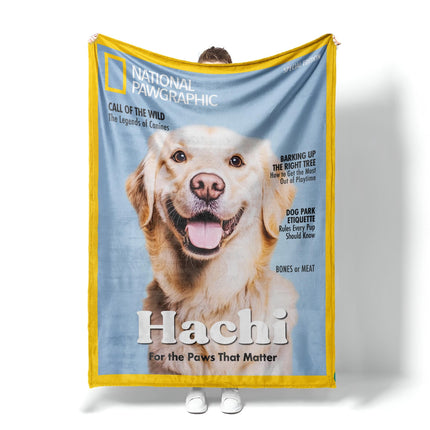 Custom Pet Portrait Blanket, Magazine Cover Design
