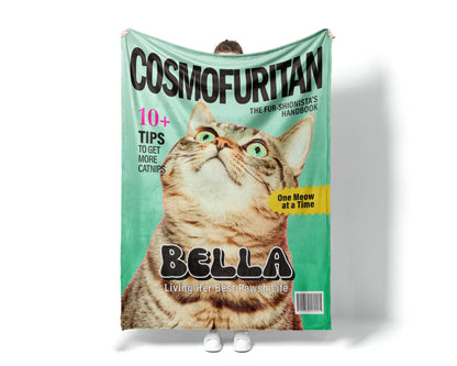 Custom Pet Portrait Blanket: Magazine Cover Style