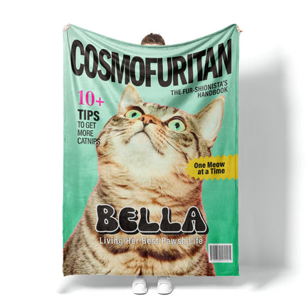 Custom Pet Portrait Blanket, Magazine Cover Design