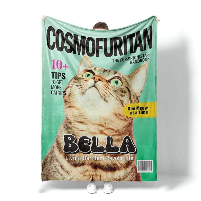Custom Pet Portrait Blanket, Magazine Cover Design