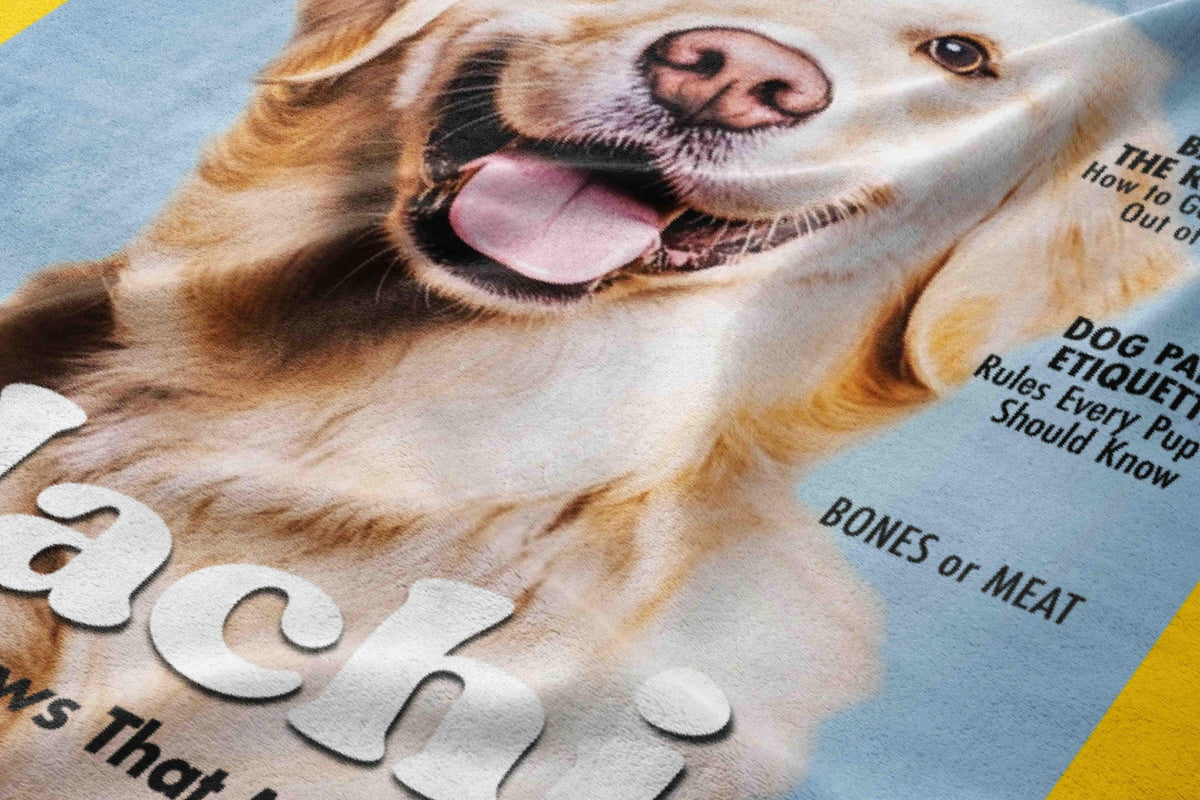 Custom Pet Portrait Blanket: Magazine Cover Style