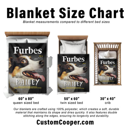 Custom Pet Portrait Blanket, Magazine Cover Design