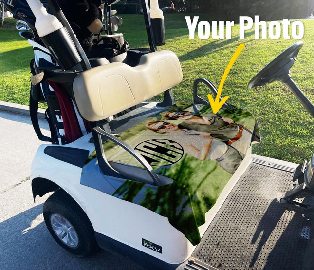 Custom Photo with Monogram Design Premium Cloth Golf Cart Seat Cover