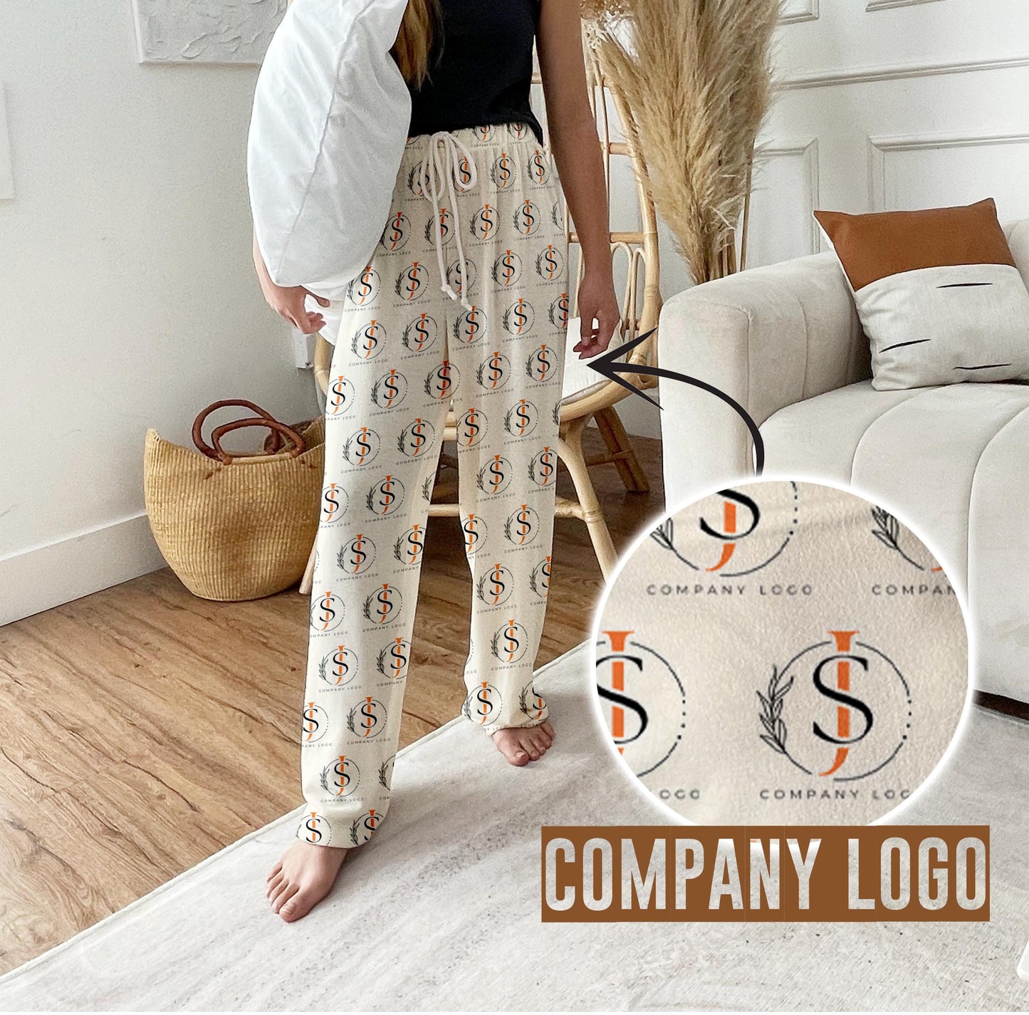 Custom Design Pajama, COMPANY LOGO,  Custom text Personalized Pajama Pants, Any Customized Design