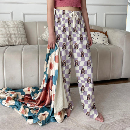 Custom Checkered Pet Portrait Pajama Pants: Personalized Dog Photo Gift