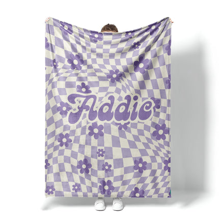 Personalized Daisy Checker Blanket: Custom Name Minky or Sherpa