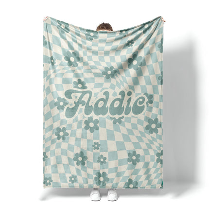 Personalized Daisy Checker Blanket: Custom Name Minky or Sherpa