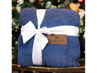 Double Fleece Cable Knit Throw Blanket, Christmas Hostess Gift Monogrammed Blanket - CustomCooper