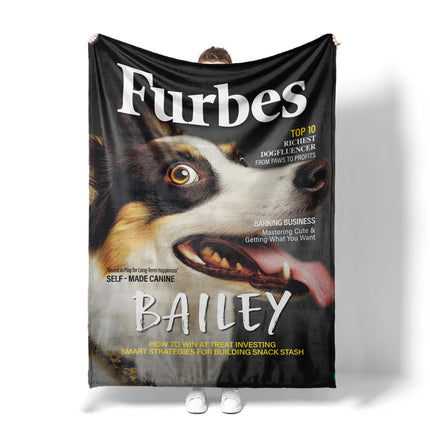 Custom Pet Portrait Blanket: Magazine Cover Style