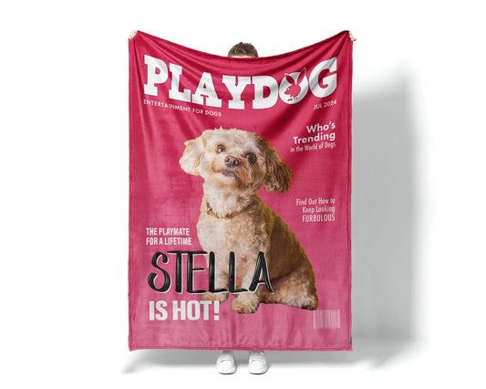 Custom Magazine Cover Pet Portrait Blanket ,Custom Magazine Cover, Custom Pet Fashion, Custom Pet Magazine, Custom Dog Painting