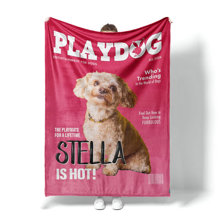 Custom Pet Portrait Blanket, Magazine Cover Design