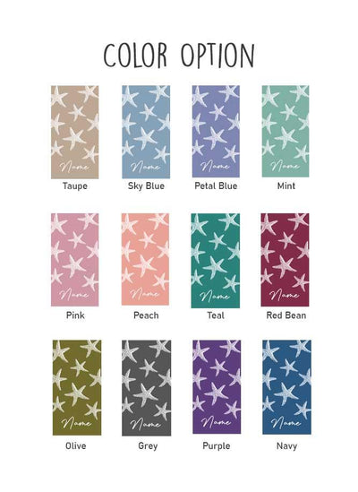 personalized beach towel with star fish pattern custom name - soft bath & pool towel gift for birthday, vacation, outdoor use