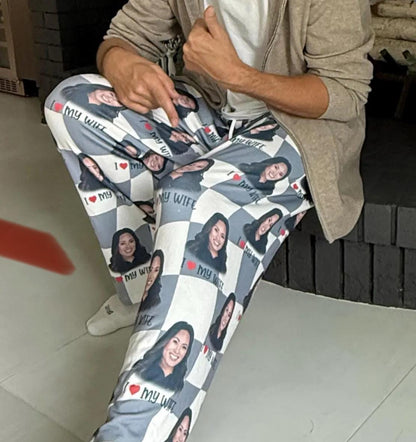 Custom Face Pajama Pants, Personalized Photo valentine Gift
