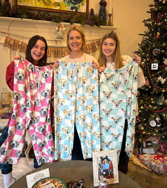 Pet Portrait Pajama pants Using Pet Photo + Name Custom Pet Personalized Pajama