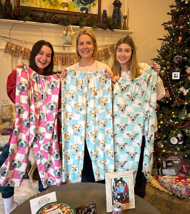 Pet Portrait Pajama pants Using Pet Photo + Name Custom Pet Personalized Pajama - CustomCooper