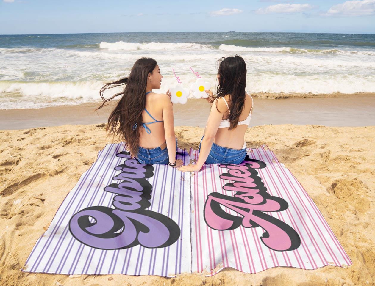 RETRO Multi Style personalized gifts, Beach Towel With Name, Birthday Vacation Gift, girl gift