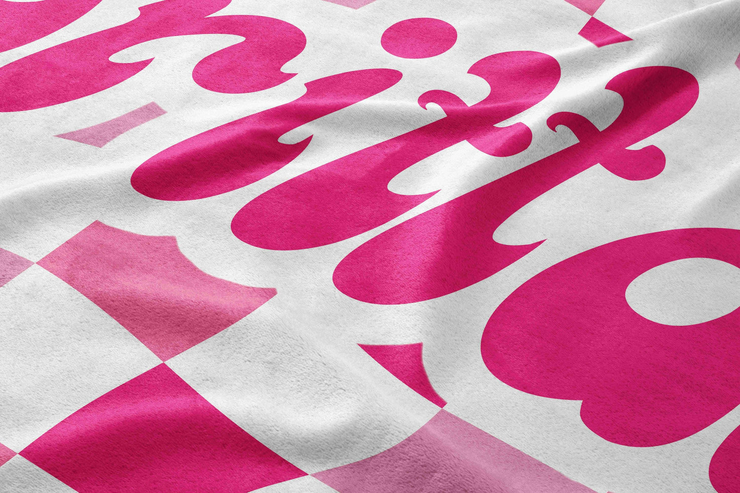 Retro two tone checker personalized gifts, Beach Towel With Name, Birthday Vacation Gift, girl gift