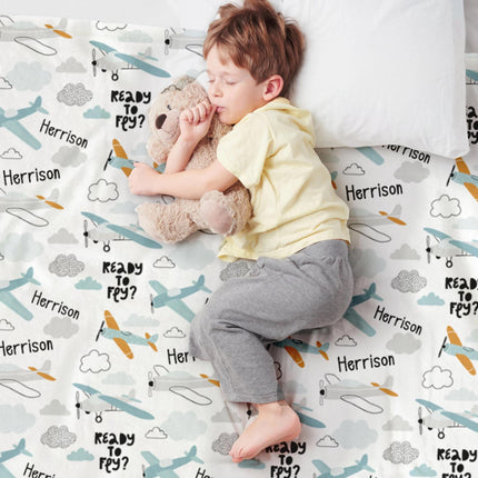 Personalized Kids Retro Blanket Minky or Sherpa, Custom Cozy Baby Blanket Boy, Plush Birthday Gift for Children
