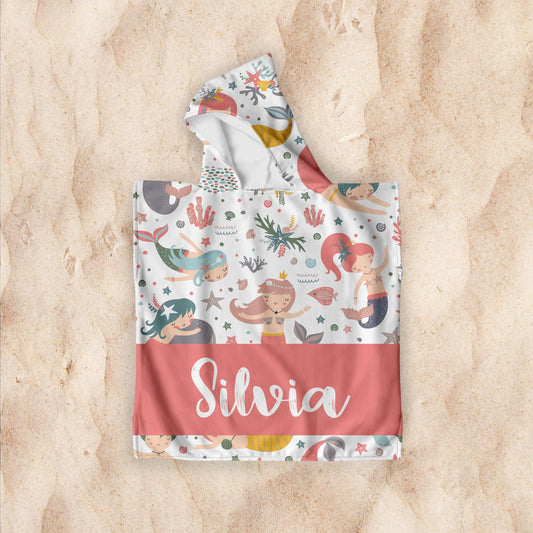 Personalized Mermaid Towel for Kids – Custom Name Beach & Pool Towel Birthday Vacation Gift
