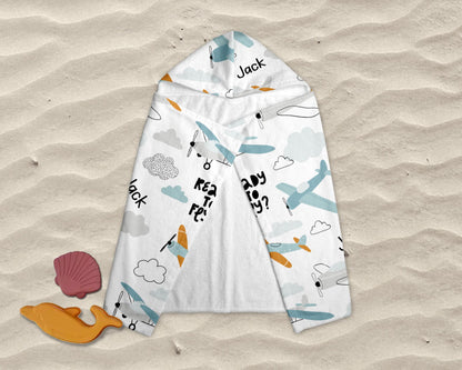 Personalized kid towel truck dino Pattern in style Kids Kid’s Hooded Beach Poncho towel with Name, Custom beach towel gift, baby Gift