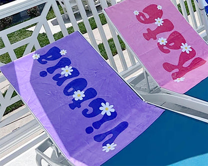 RETRO Style Personalized Beach Towel Personalized Name Bath Towel Custom Pool Towel Beach Towel With Name Outside Birthday Vacation Gift
