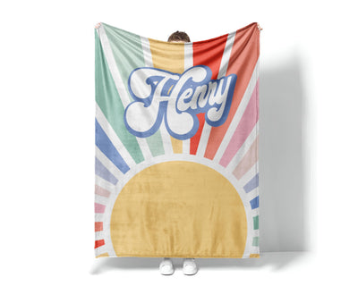 Personalized Retro Blanket with Name – Custom Groovy Style Throw, Birthday & Vacation Gift, Cozy Custom Name Blanket