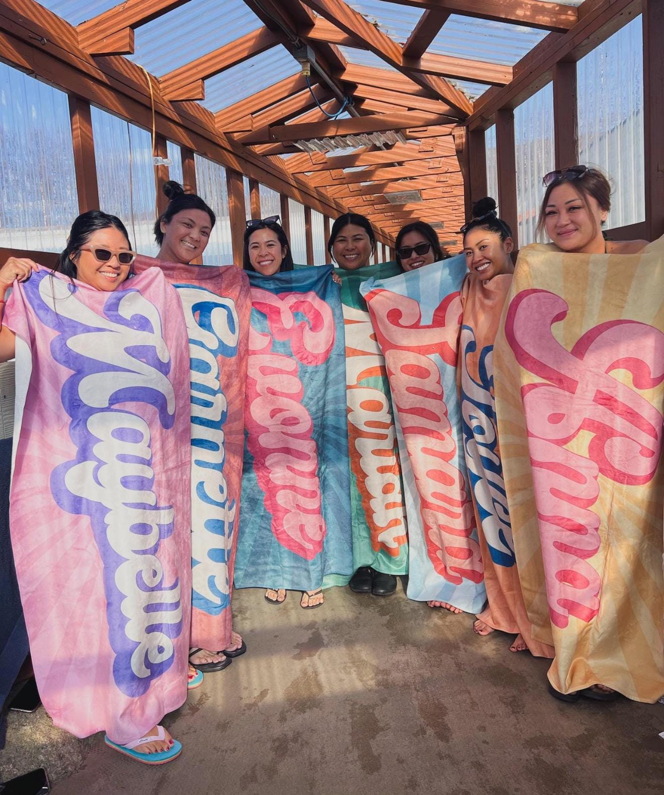 Groovy RETRO Style Personalized Beach Towel Personalized Name Bath Towel Custom Beach Towel With Name Outside bachelorette gifts