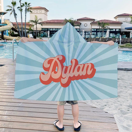Groovy RETRO Style Personalized Beach Towel Personalized Name Bath Towel Custom Beach Towel With Name Outside Birthday Vacation Gift