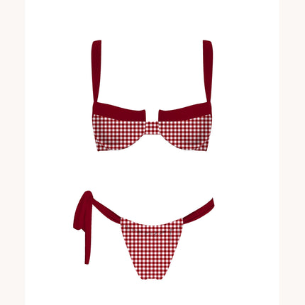 Retro Gingham Bikini Set, 90s Print Swimsuit