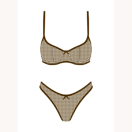 Retro Gingham Bikini Set, 90s Print Swimsuit
