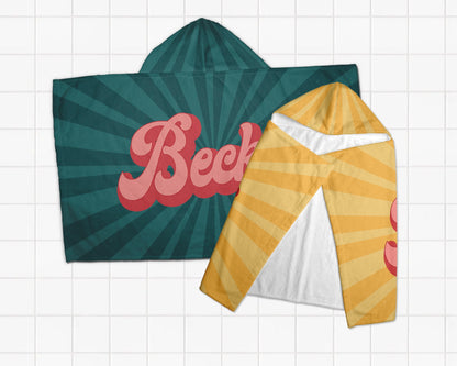 Groovy RETRO Style Personalized Beach Towel Personalized Name Bath Towel Custom Beach Towel With Name Outside Birthday Vacation Gift