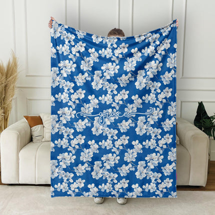 Personalized Floral Blanket: Vintage Rustic Name Blanket