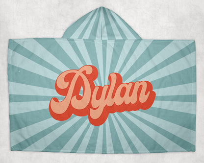 Personalized Kids Hoodie Towel Retro Style Custom Name Bath & Beach Towel Soft Cozy Gift for Kids