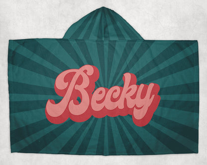 Personalized Kids Hoodie Towel Retro Style Custom Name Bath & Beach Towel Soft Cozy Gift for Kids