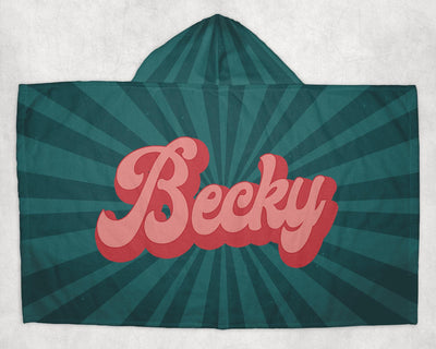 Personalized Kids Hoodie Towel Retro Style Custom Name Bath & Beach Towel Soft Cozy Gift for Kids