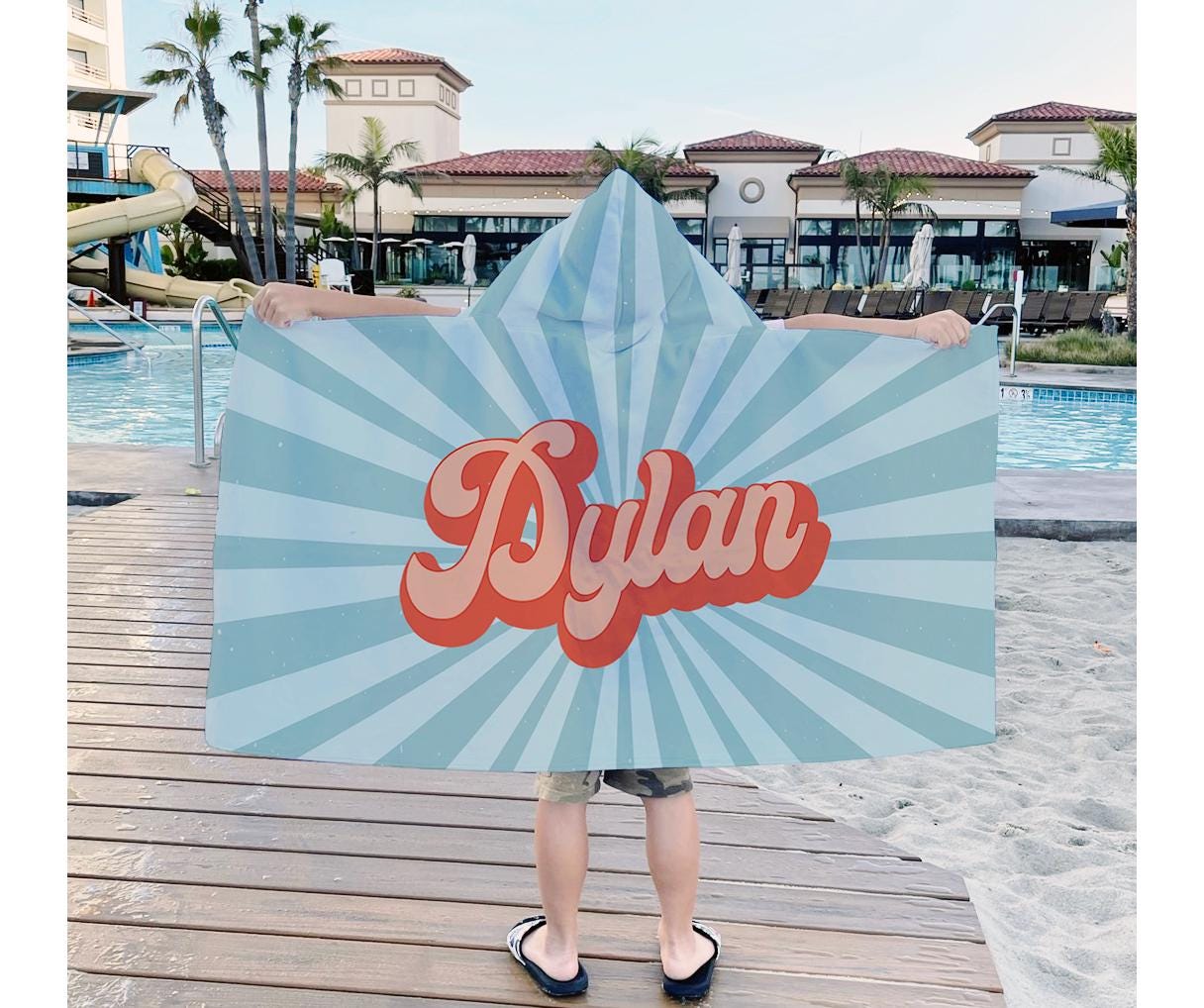 Groovy RETRO Style Personalized Beach Towel Personalized Name Bath Towel Custom Beach Towel With Name Outside Birthday Vacation Gift